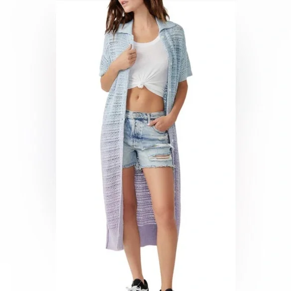 Free people knitted button down long cardigan - Picture 1 of 5